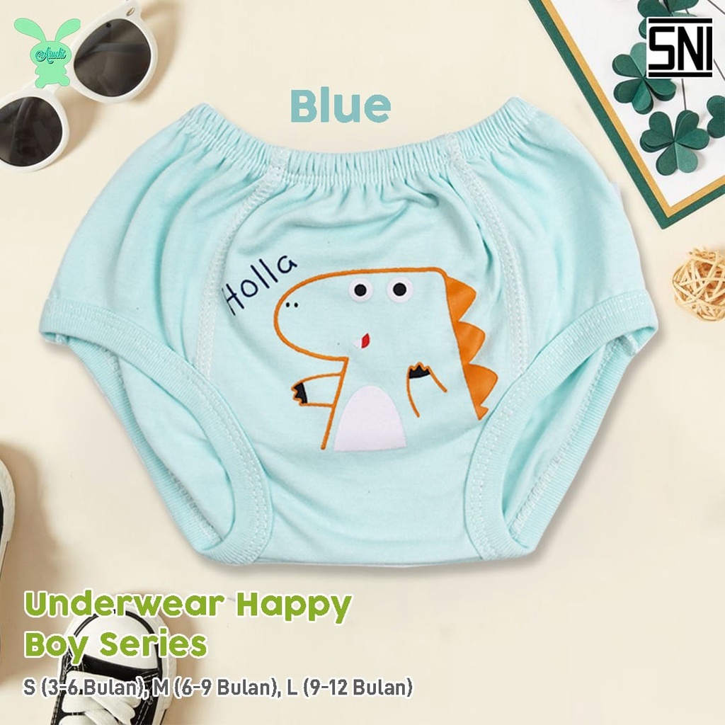 Celana Dalam Bayi CD Anak Aruchi Underwear Set isi 3 Pcs Happy Boy &amp; Girl 3-12 Bulan