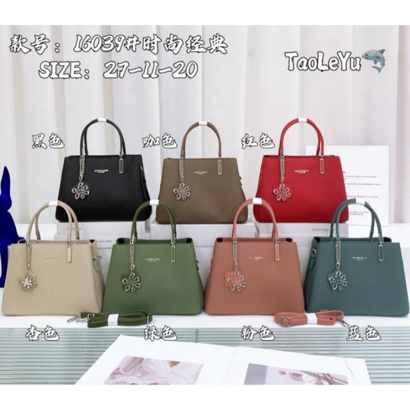 *Zazia bag* Tas top handle bag ibu pejabat gantungan bunga brand taoleyu