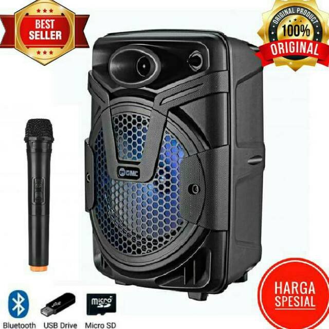 SPEAKER BLUETOOTH GMC 897E 8 inch BONUS MIC WIRELESS GARANSI RESMI/SALON AKTIF KARAOKE SUPER BASS