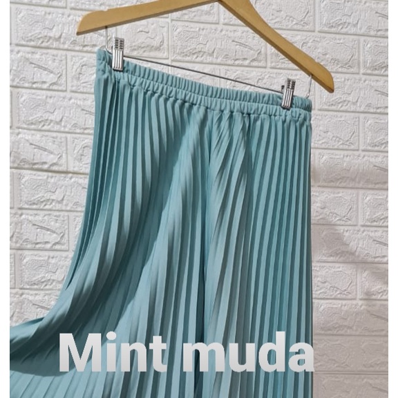 Kulot plisket / Kulot plisket premium / Highwaist Kulot Plisket / Kulot plisket premium jumbo m fit to xxl-Mint Muda