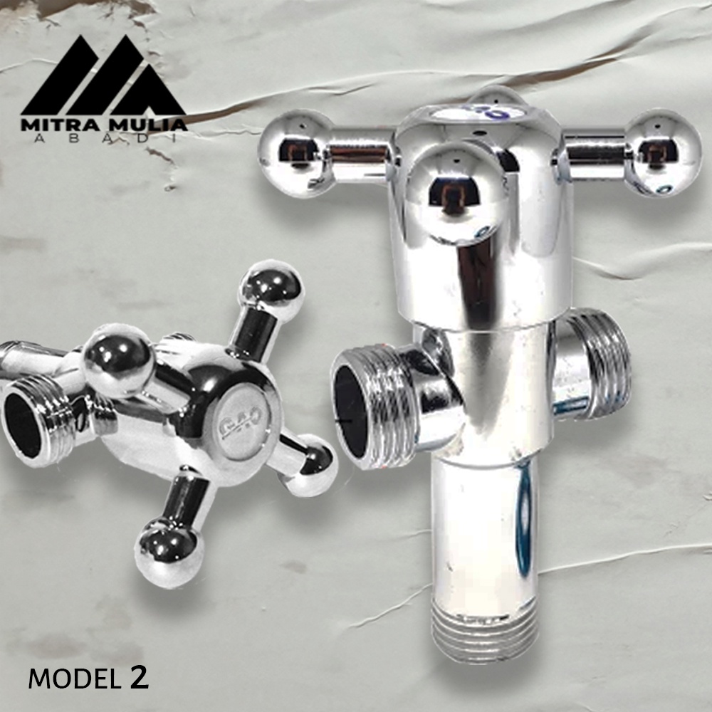 Kran Cabang T Double l Stop Keran Air Kamar Mandi Stainless l Closet