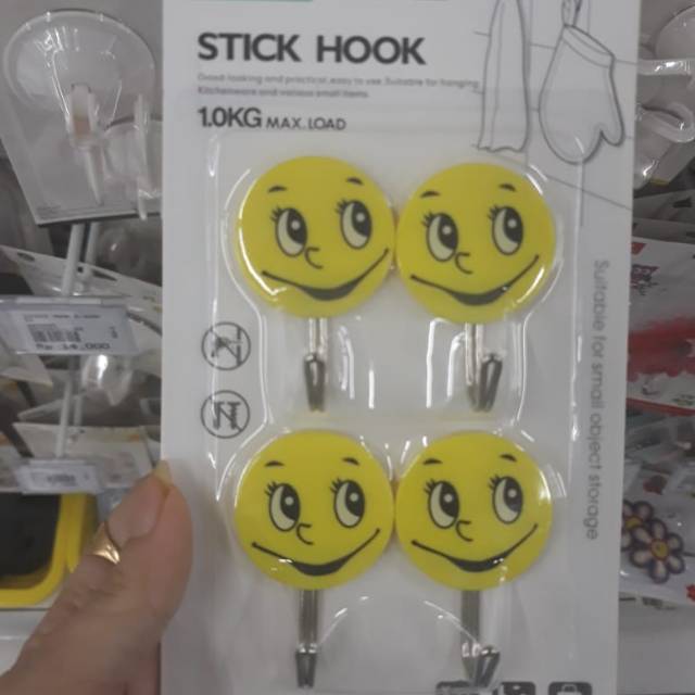 Gantungan Baju Tempel / Hanger Kail / HOOK Tempel Tembok Dinding Motif Smile World