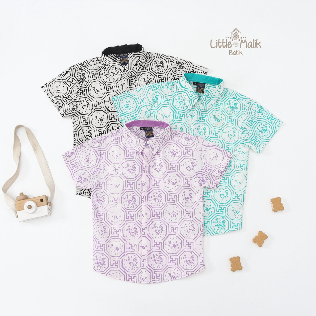 -Batik Organik- Kemeja Batik Anak Lengan Pendek By Little Malik Batik, Garutan Ayam Benji
