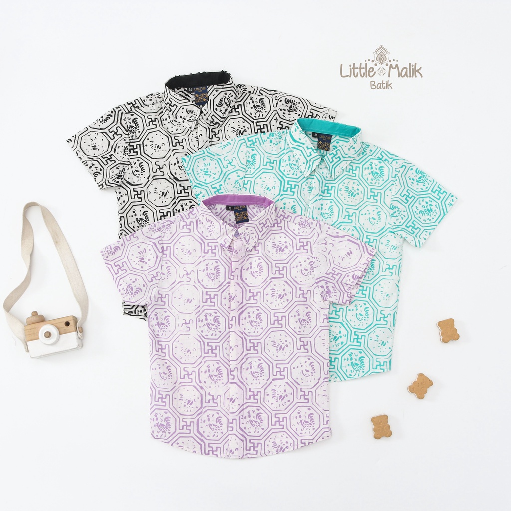 -Batik Organik- Kemeja Batik Anak Lengan Pendek By Little Malik Batik, Garutan Ayam Benji