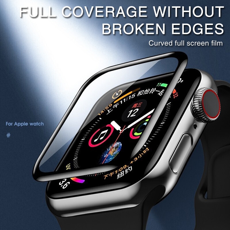 Tempered Glass Apple Watch Series SE 2022 Anti Gores 3D Curved Full Cover iWatch 40mm 44mm Screen Guard Protector Pelindung Layar Smartwatch