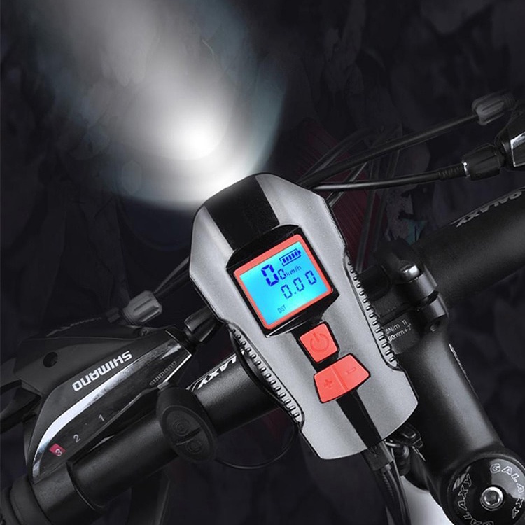 TaffSPORT Lampu Klakson Sepeda LCD Screen Waterproof + Speedometer - XA-585 - Black