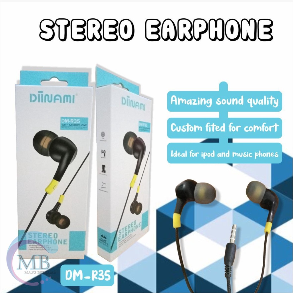 BM032 Headset EARPHONE DIINAMI R35 stereo Earphone Bass Android iPhone Original - Garansi 1 Tahun MB3532