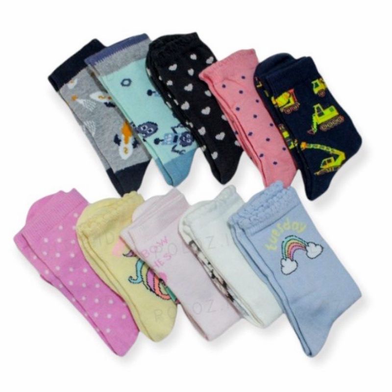 4 PASANG KAOS KAKI  MOTIF / KARAKTER ANAK  PEREMPUAN TK_SD (  WARNA DAN MOTIF RANDOM )