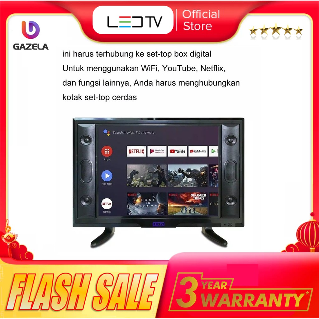 TV LED 24INCH SUPPORT HDMI, VGA, USB, AV LAYAR SUDAH HD GARANSI 5TAHUN COCOK UNTUK PC, TV, PS3, DLL