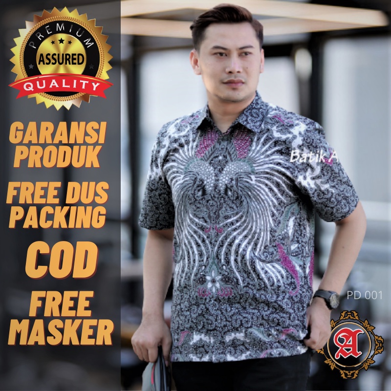 Baju Batik Pria Solo Lengan Pendek Premium Full Furing Original Keratonan Solo Batik aluna PD 001