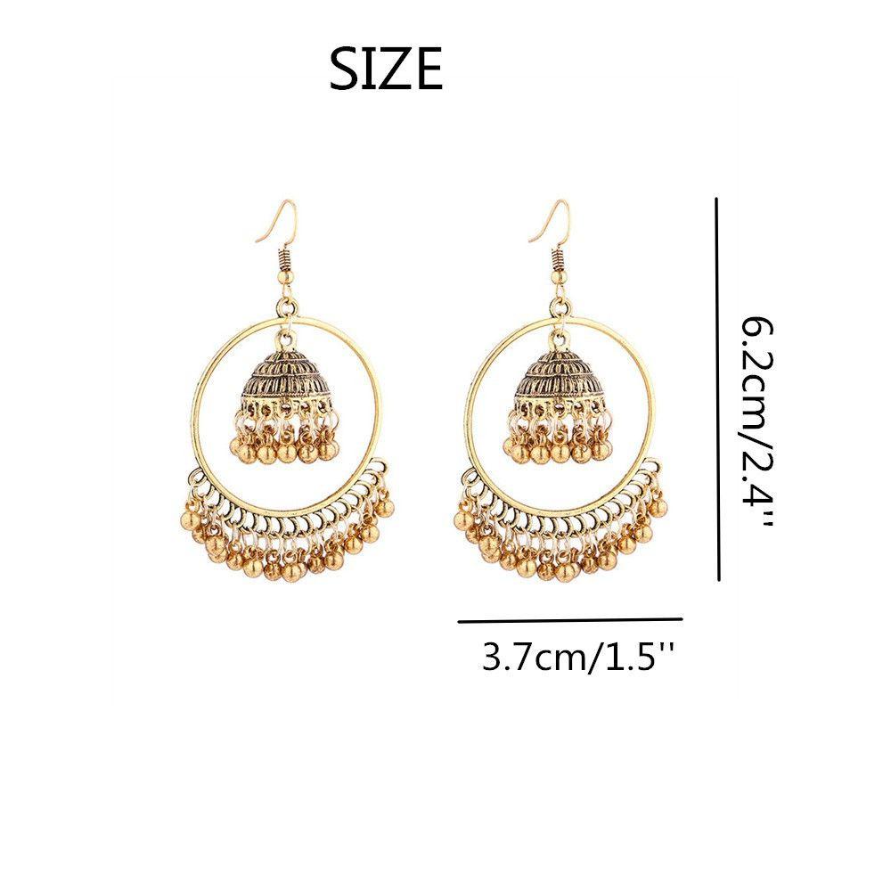Preva Anting Juntai Bulat Perhiasan India Turki Drop Earrings Dengan Jumbai