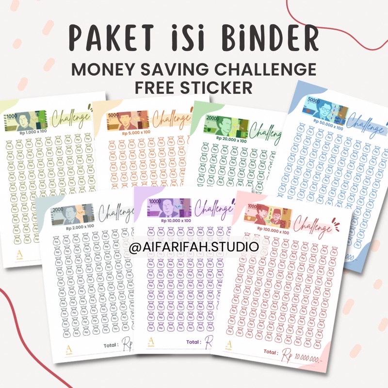 

A5 - ISI BINDER TANTANGAN MENABUNG - TABUNGAN NOMINAL UANG - FREE STIKER UANG