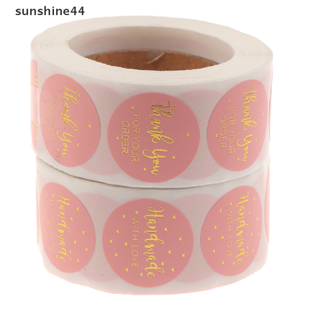 Sunshine 500pcs Stiker Label Tulisan Thank You For Your Order Bahan Kertas Kraft Warna Pink