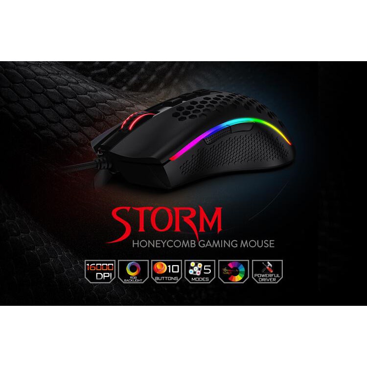 Mouse gaming redragon wired Rgb macro program 12400DPI Storm M808-RGB - Mice gaming