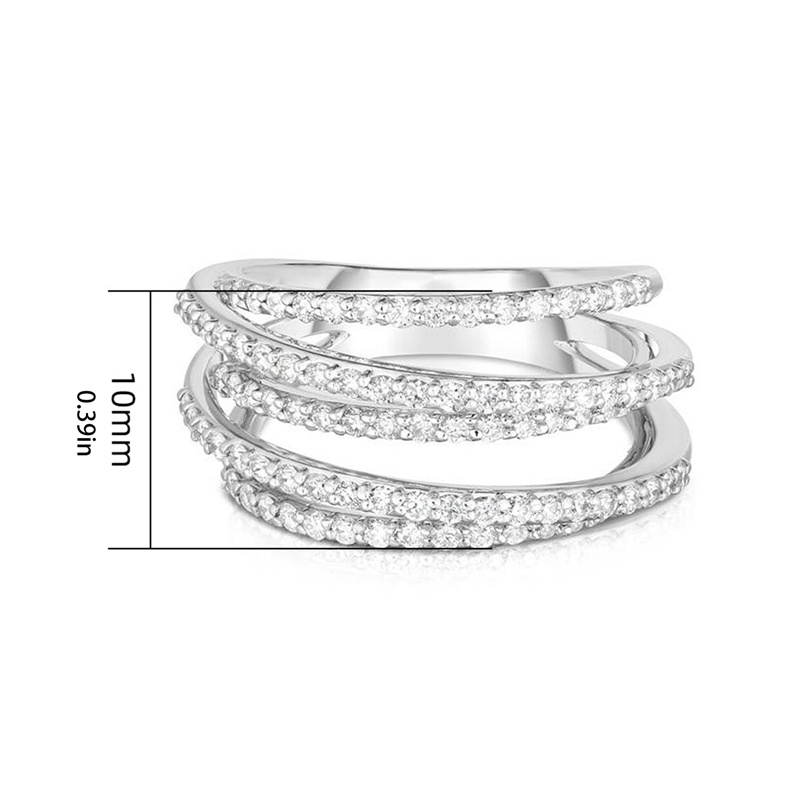 Cincin Jari Desain Silang Aksen Kubik Zirkon Serbaguna Untuk Wanita