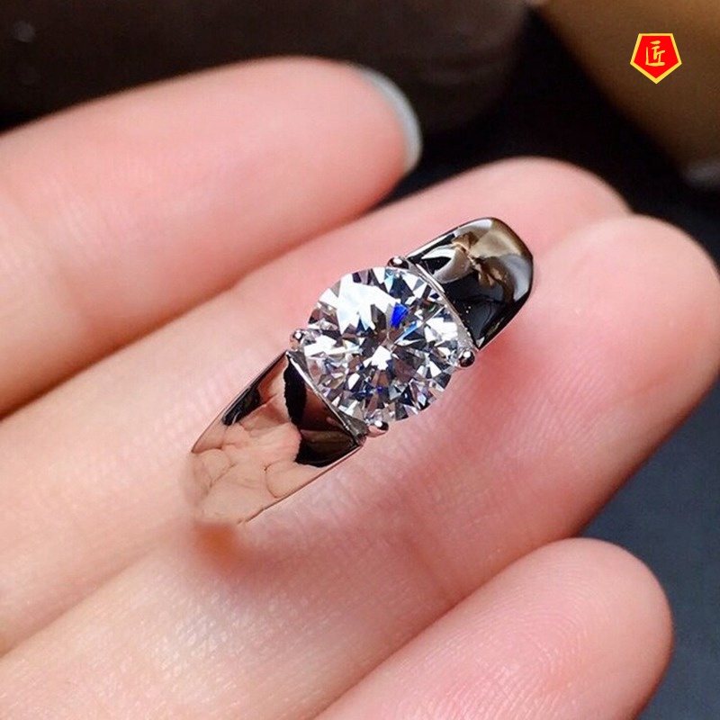 [Ready Stock]Pt950 Platinum Gold 2 Karat Mosanite Diamond Ring Classic Fashion