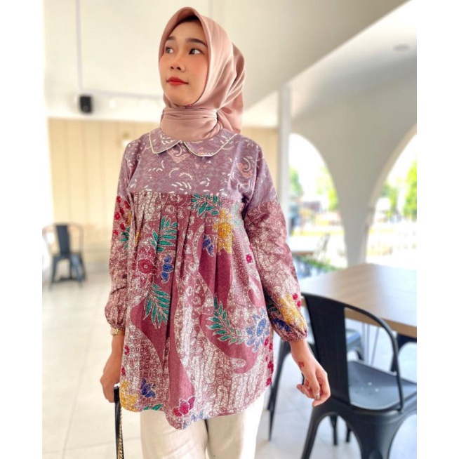 Anna blouse batik tulis asli ( blus batik tulis halus) atasan batik murah atasan batik modern blis b