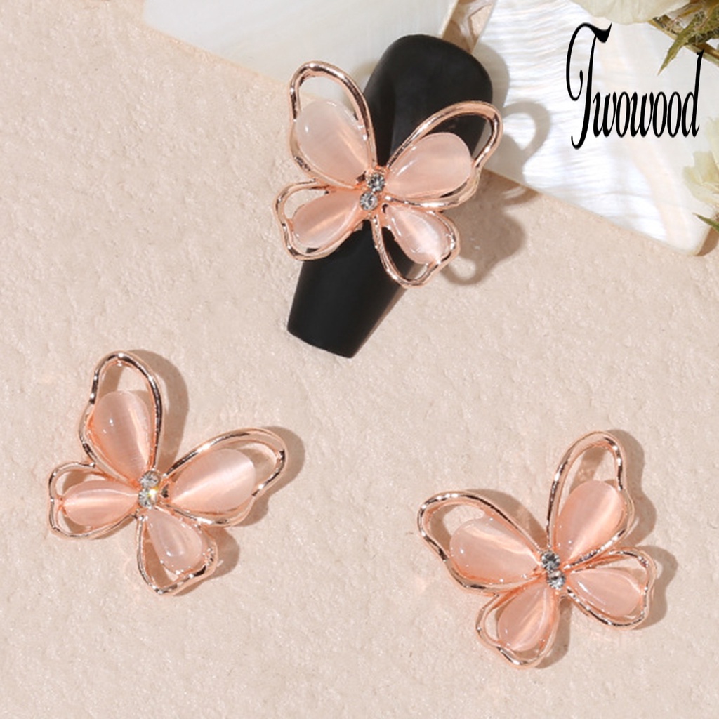 Twowood 20Pcs / Set Ornamen Kupu-Kupu Bahan Alloy Untuk Dekorasi Nail Art / Manicure DIY Butterfly