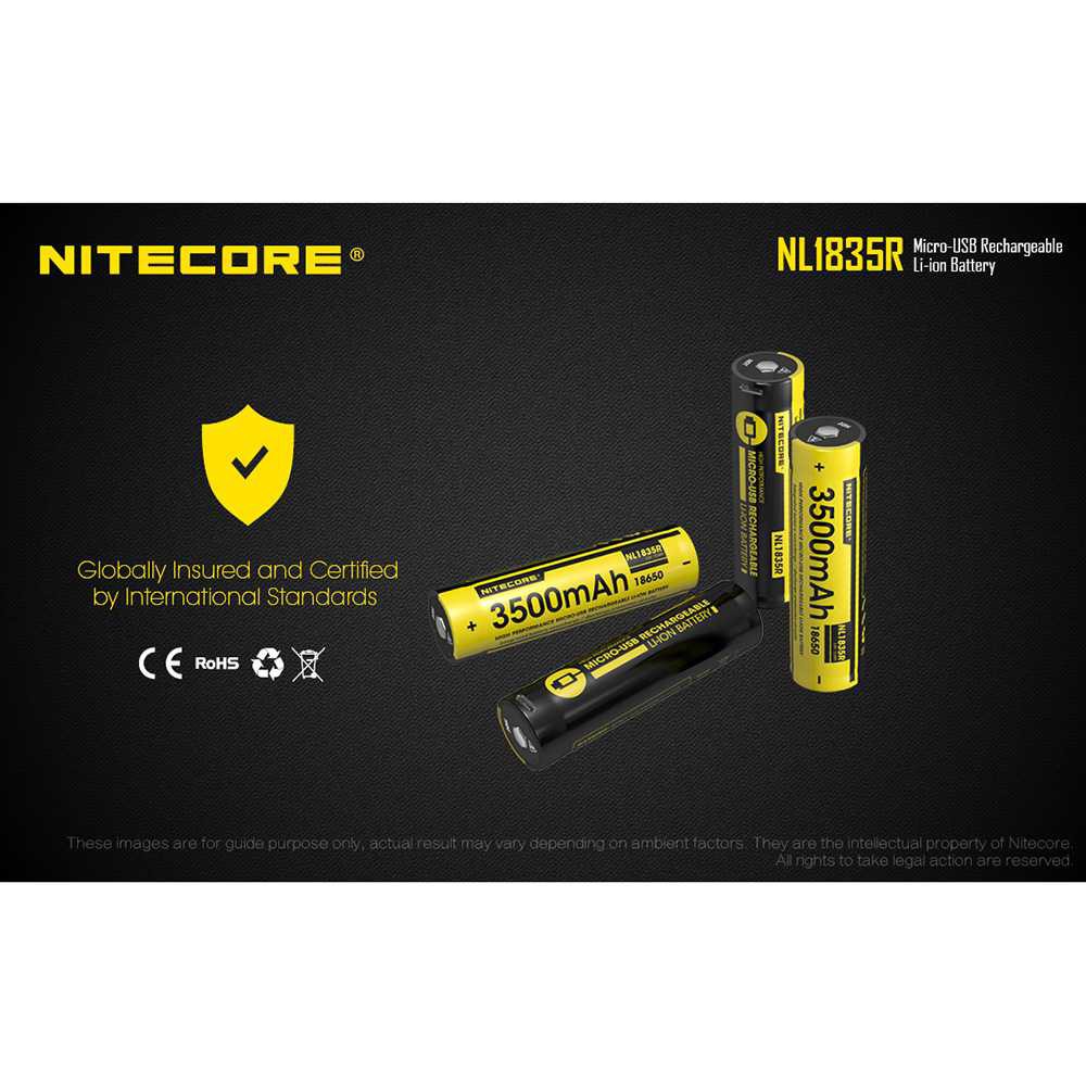 NITECORE 18650 Micro USB Rechargeable Li-ion Battery 3500mAh - NL1835R