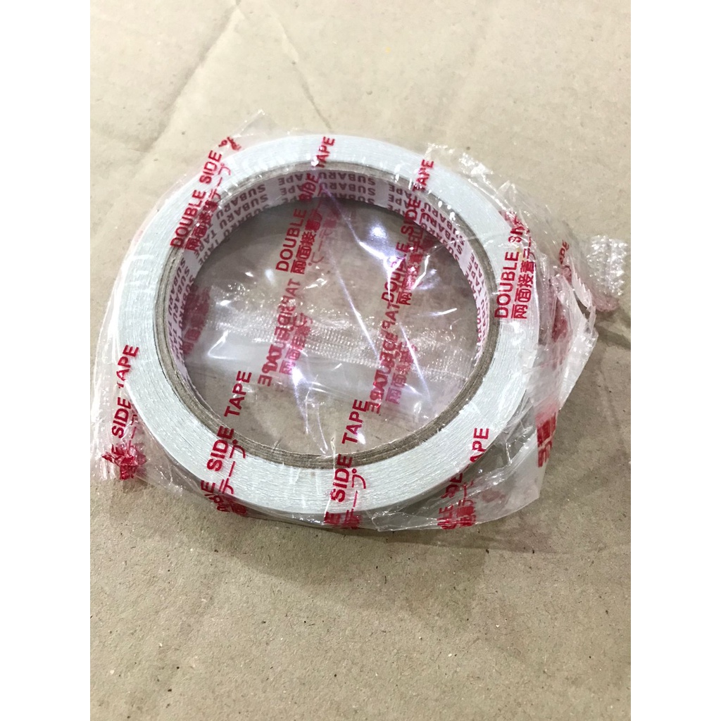 DOUBLE TAPE KERTAS 1/2 Inch ( 11 mm x 8 Meter) KUALITAS BAGUS