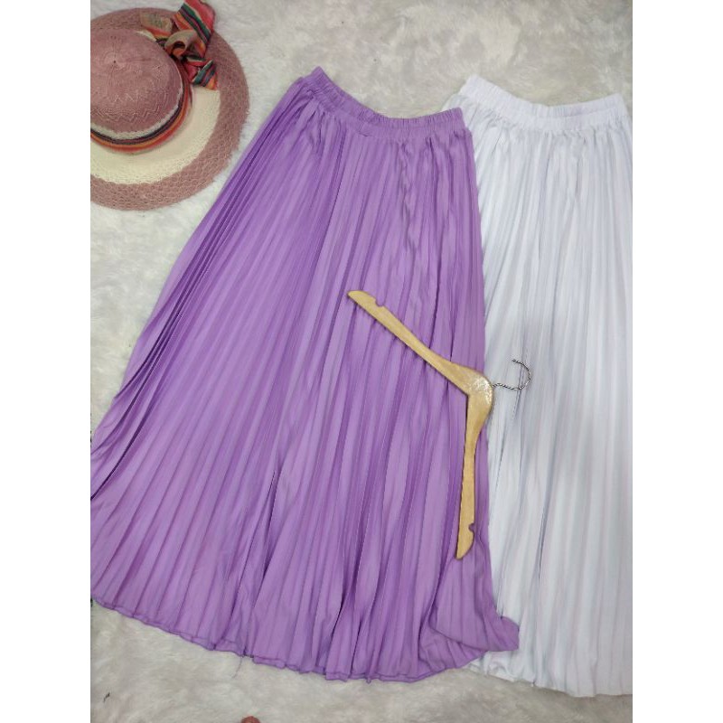 Rok Plisket Warna Lilac