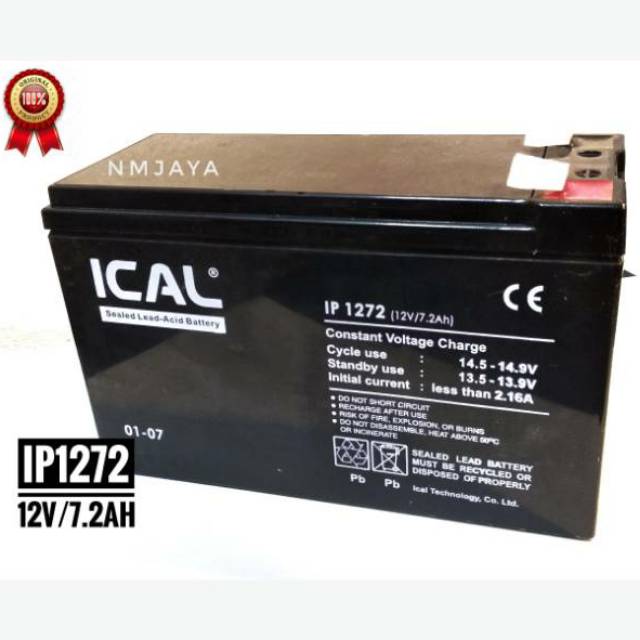 Baterai UPS ICAL Aki IP1272 12 Volt 12V 7.2Ah Original ICAL