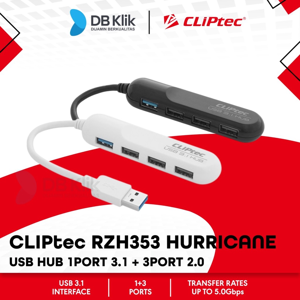 USB HUB CLIPtec RZH353 USB 3.1 - CLiPtec RZH 353 Hurricane 1+3 Ports