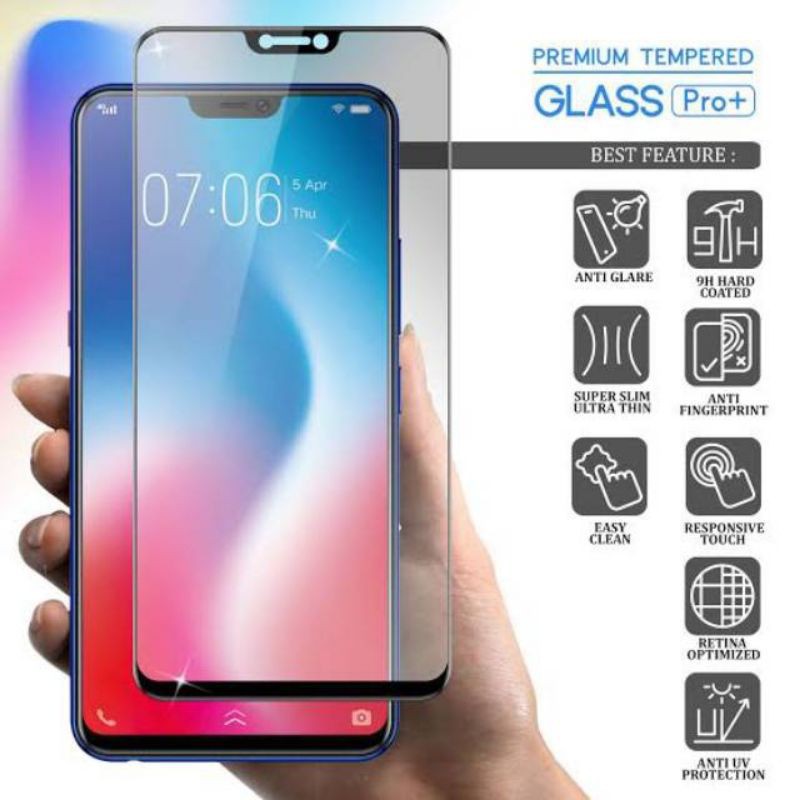 TEMPERED GLASS FULL COVER KUALITAS PREMIUM 9H VIVO V9