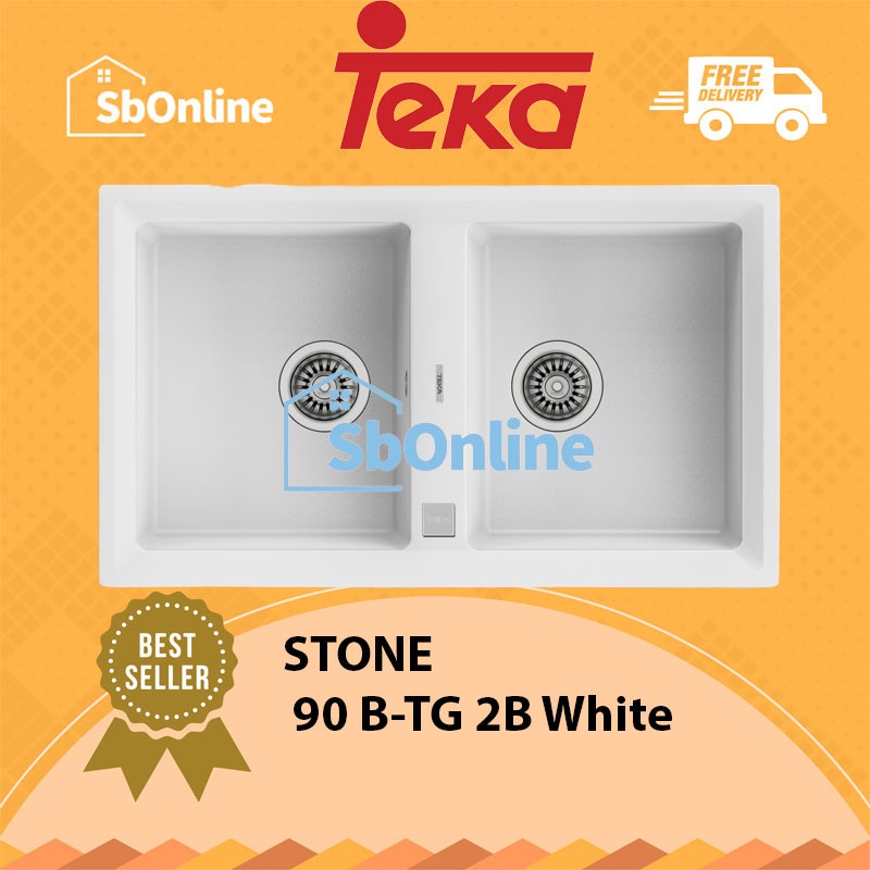 TEKA Sink with Two Bowl - STONE 90 B-TG 2B White