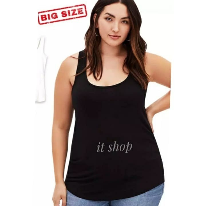 Jumbo Tanktop Wanita Tali Kecil Fit XXL Bahan Adem / Tang Top Cewek Tali Kecil Singlet Big Size Tanktop Kaos Dalaman Baju Muat Jumbo Besar