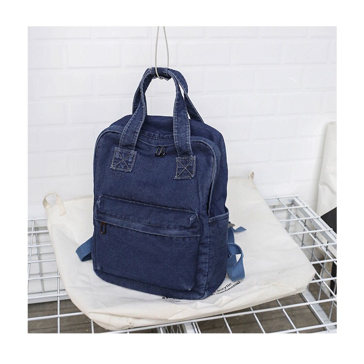 Denim Korean backpack Import-Jeans polos tas ransel sekolah kuliah remaja perempuan japan ulzzang