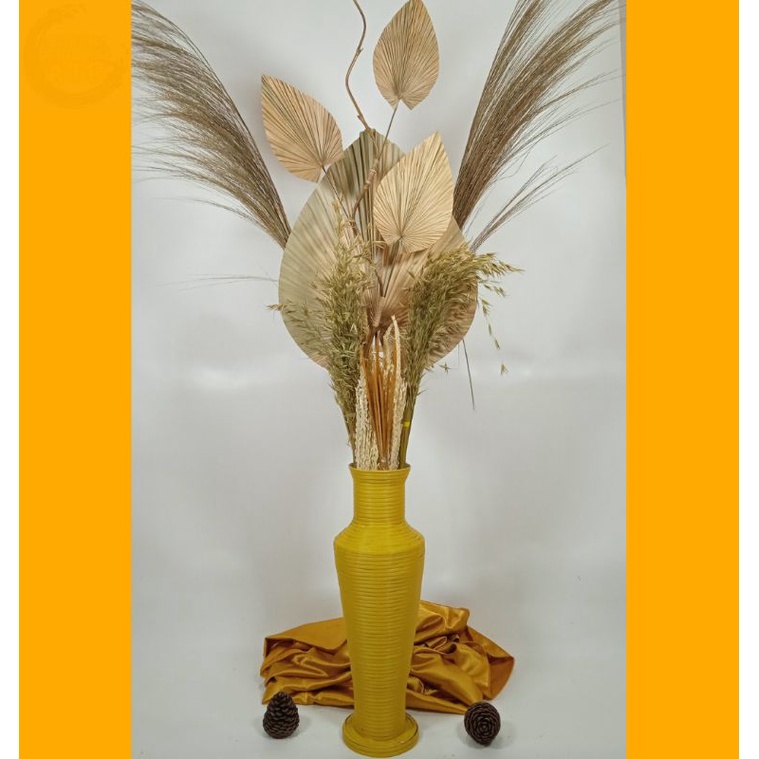 Paket Bunga Kering + Vas T50cm | Paket Dekorasi Rumah | Hiasan Rumah | Dekorasi Kamar | Hiasan Kamar