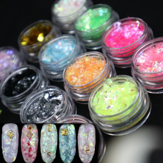 12 warna glitter nail art