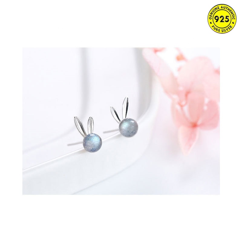 Anting Stud Moonstone Bentuk Kelinci Untuk Wanita