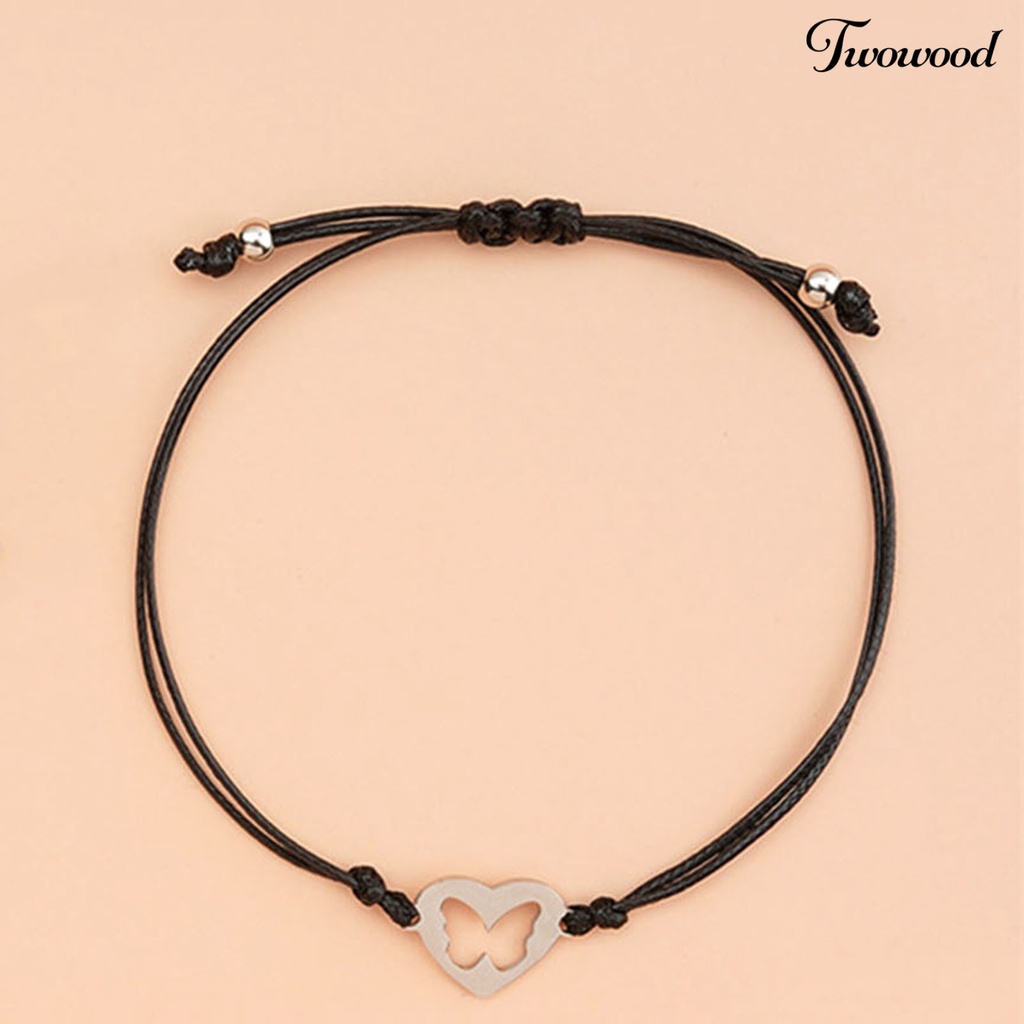 2pcs Gelang Bentuk Butterfly Bahan Alloy Anti Karat Untuk Wanita