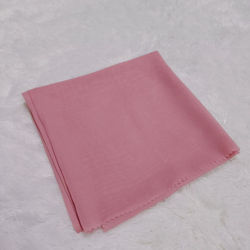 Jilbab Bella Square Laser Cut Original Polycotton PREMIUM Kerudung Segi Empat-Laser PEACH