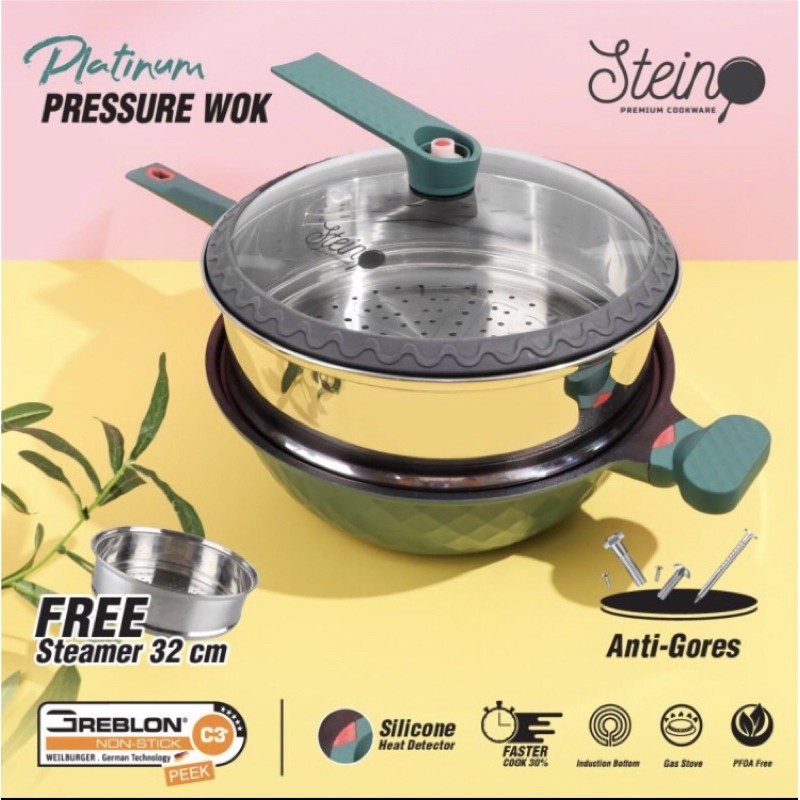 STEIN Cookware Platinum Pressure Wok 32 cm / STEIN Panci Presto