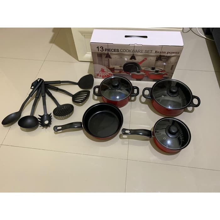 COOKWARE SET 13PIECES Panci Set Spatula Teflon All In One