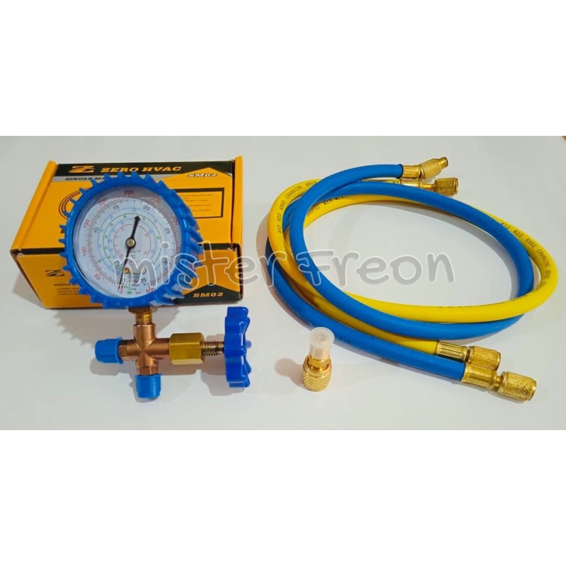 Manifold Single + Charging Hose Set | R410A, R22, R134a, R404a