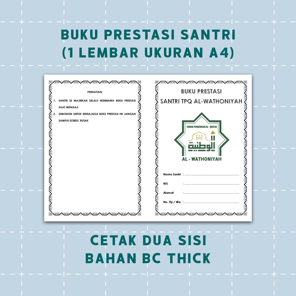 

BUKU PRESTASI SANTRI (1 LEMBAR A4)