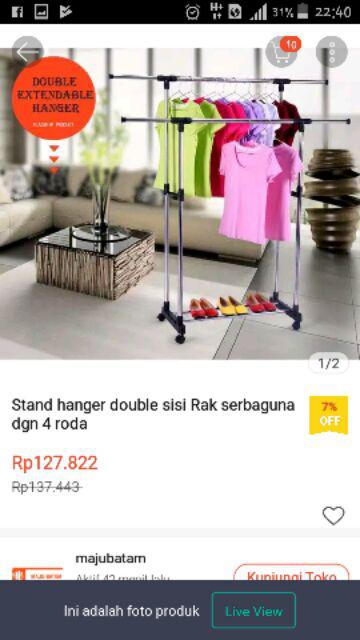 Stand Double Hanger 4 Roda