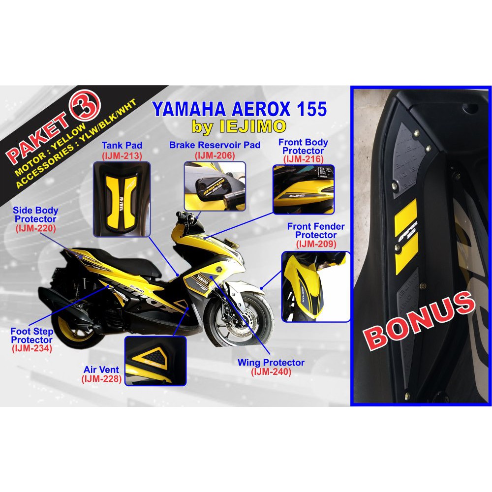 TERLARIS PAKET BODY PROTECTOR YAMAHA AEROX 155 -  AKSESORIS AEROX 155 - BORDES YAMAHA AEROX 155