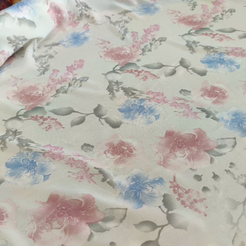 Kain Sifon Halus Meteran Motif Bunga untuk Kebaya / Hijab / Atasan