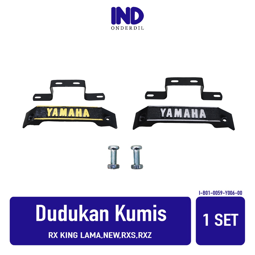 Dudukan-Plat-Bracket-Breket Besi Kumis-Kumisan Emblem Yamaha Lampu Led Shock-Shok Depan RX King Lama-New-RXS-Spesial-RXZ Emas-Silver-Gold