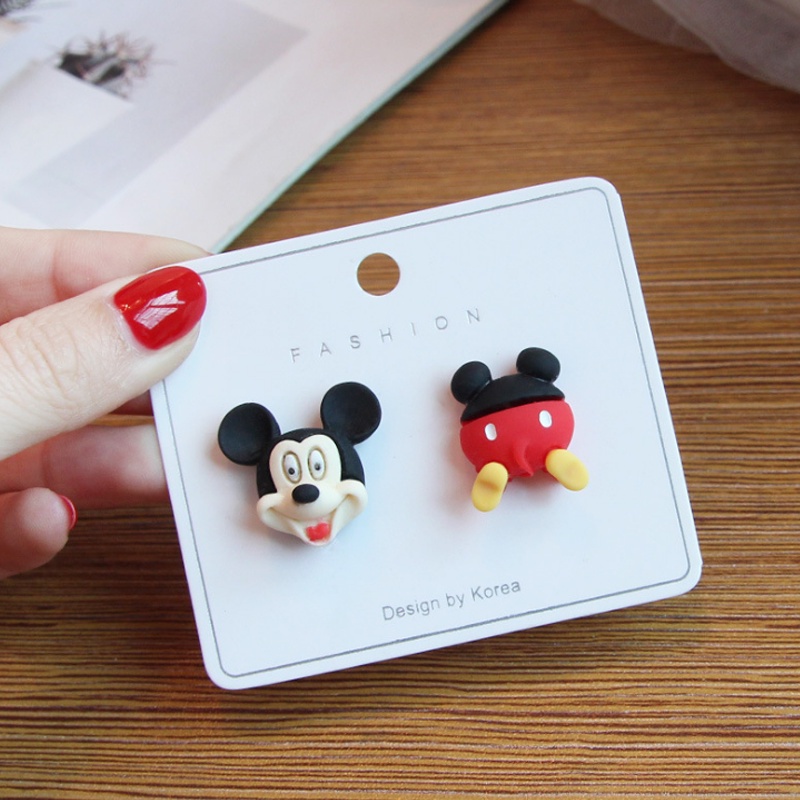 Anting Tusuk silver needle resin Asimetris 11 Model Hewan Mickey Bear Dinosaurus Untuk Anak Perempuan