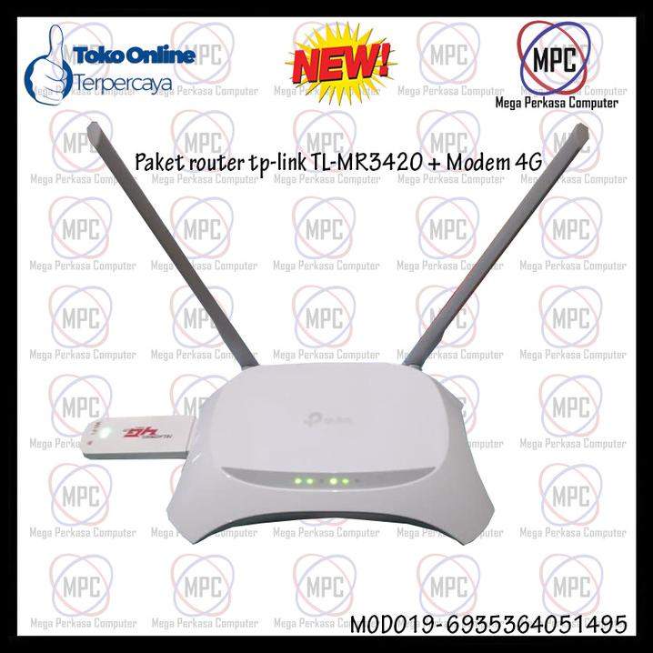 Paket Router Tp-Link Tl-Mr3420 + Modem 4G Usb Wifi All Gsm 300Mbps
