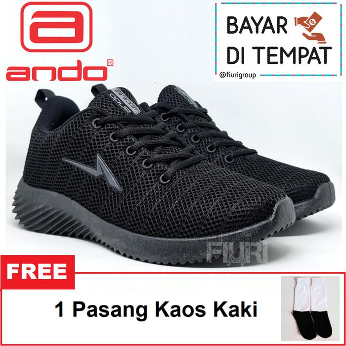 Ando Ruben 39-43 Full Hitam Sepatu Olahraga Sport Running Pria