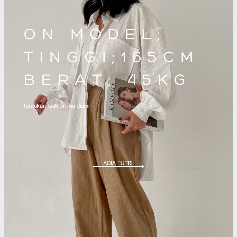 KEMEJA OVERSIZED 2 Pocket 2001 - Kemeja Rayon Crinkle - NIKI Shirt - Korean Style