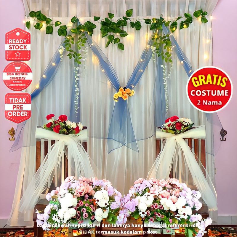 Paket Dekor Dekorasi Backdrop Hiasan Lamaran Tunangan Akad Nikah Aqiqah Wedding rustic 1 Paket 04
