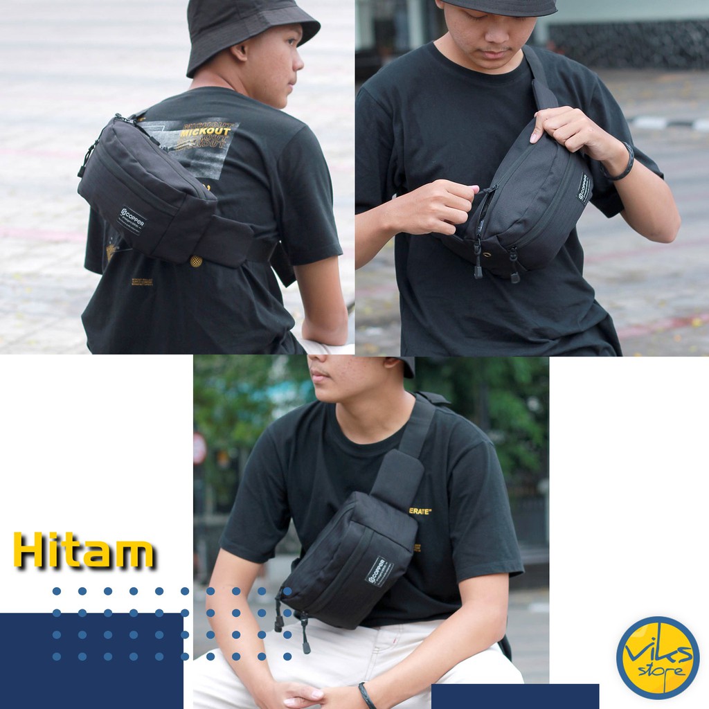 Tas Selempang Pria Cowok Cewek Waist Bag Tas Pinggang Simple Casual Multifungsi Ukuran Sedang Distro Lokal